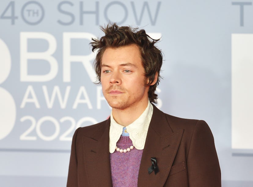 Harry Styles, who fans are convinced may be launching a perfume line, posing on the red carpet at th...