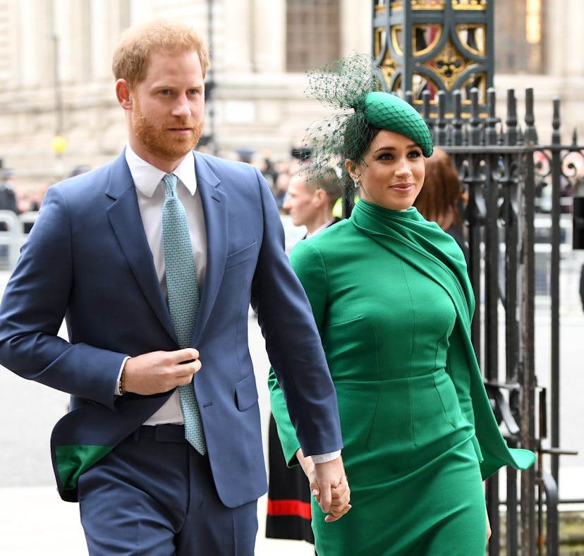 LONDON, ENGLAND - MARCH 09: Prince Harry, Duke of Sussex and Meghan, Duchess of Sussex attend the Co...