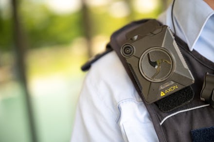 14 July 2020, Baden-Wuerttemberg, Stuttgart: A police officer is wearing a body cam. Photo: Sebastia...