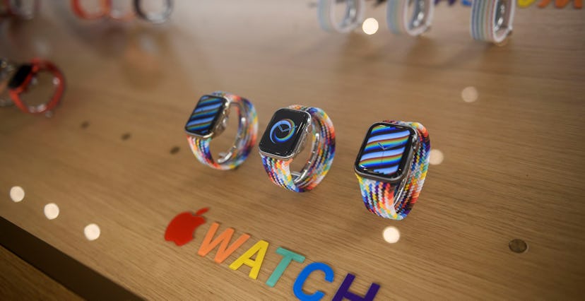 ROME, ITALY - MAY 27: A general view shows Apple Inc. iWatch during the official opening of the new ...