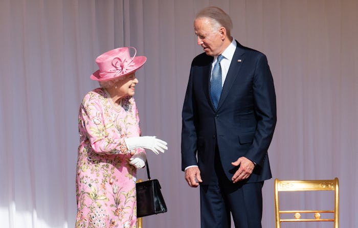WINDSOR, ENGLAND - JUNE 13: Queen Elizabeth II and US President Joe Biden at Windsor Castle on June ...