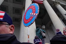 WASHINGTON, DC - JANUARY 06: WASHINGTON, DC - JANUARY 06: Crowds gather outside the U.S. Capitol for...