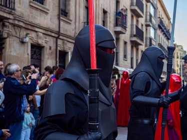 SALAMANCA, SPAIN - OCTOBER 05: Star Wars 501st Legion parade on the 11th Training Day along La Rúa S...