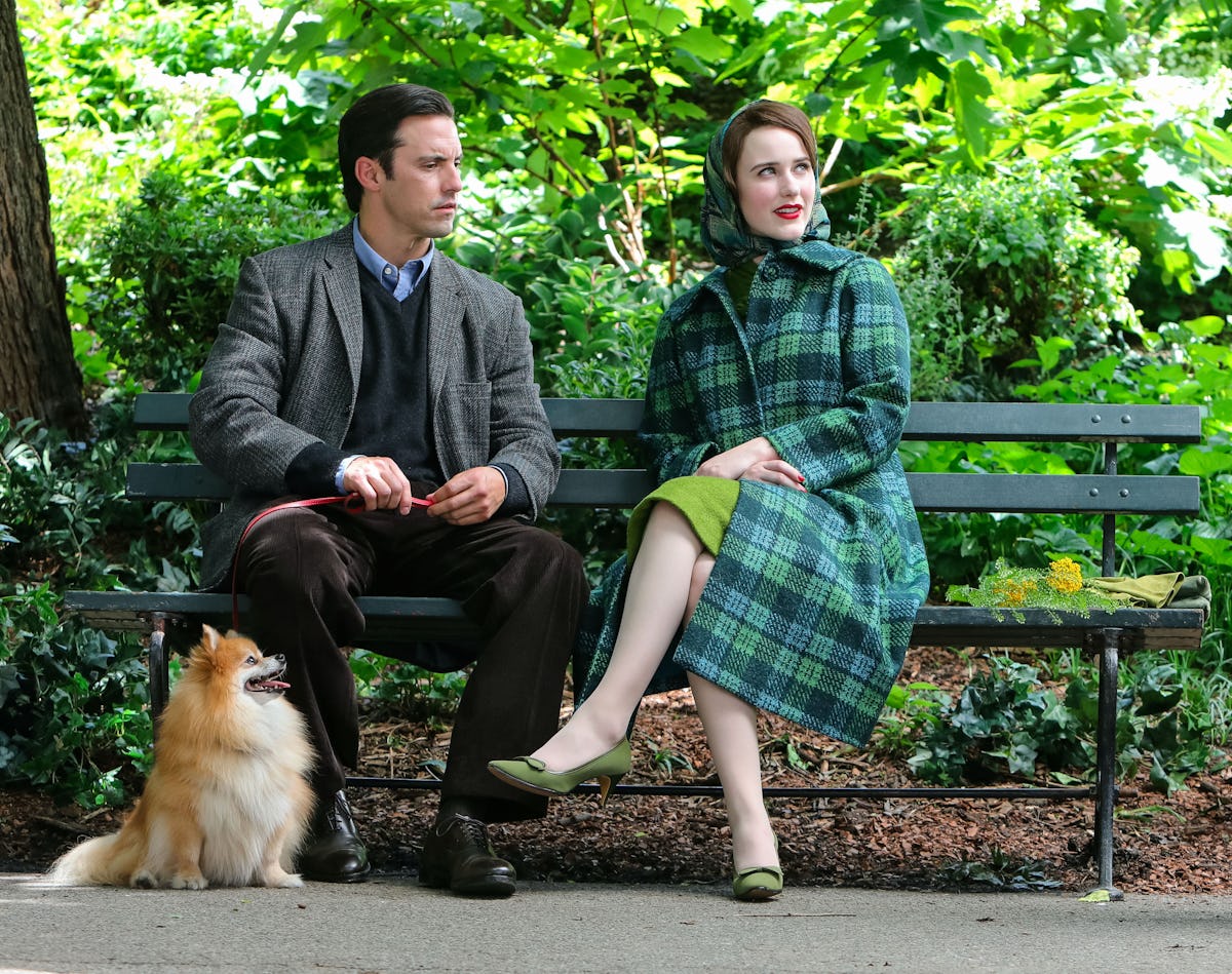 Rachel Brosnahan and Milo Ventimiglia at the film set of 'The Marvelous Mrs Maisel' Season 4.