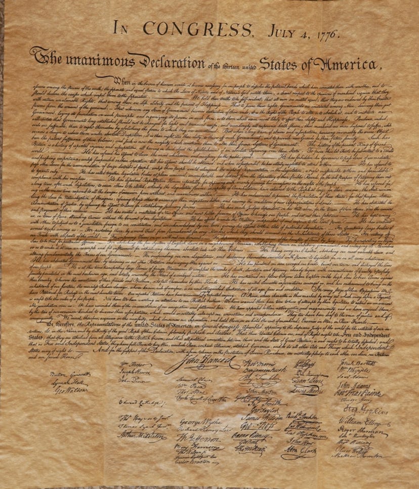 Parchment copy of the Declaration of Independence.