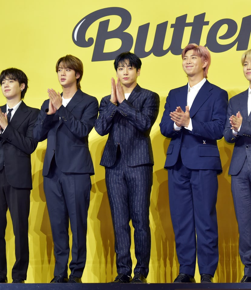 SEOUL, SOUTH KOREA - MAY 21: BTS attends a press conference for BTS's new digital single 'Butter' at...