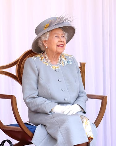 WINDSOR, ENGLAND - JUNE 12: attends a military ceremony in the Quadrangle of Windsor Castle to mark ...