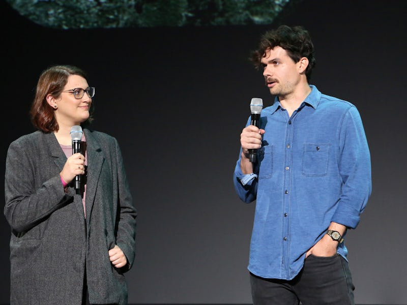 ANAHEIM, CALIFORNIA - AUGUST 23: (L-R) Director Kate Herron and Writer Michael Waldron of 'Loki' too...