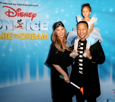 LOS ANGELES, CALIFORNIA - DECEMBER 14: Chrissy Teigen, John Legend and daughter Luna attend  Disney ...