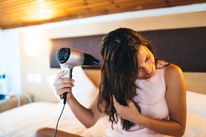Make sure to dry your hair before snoozing. Going to sleep with wet hair can cause damage. 