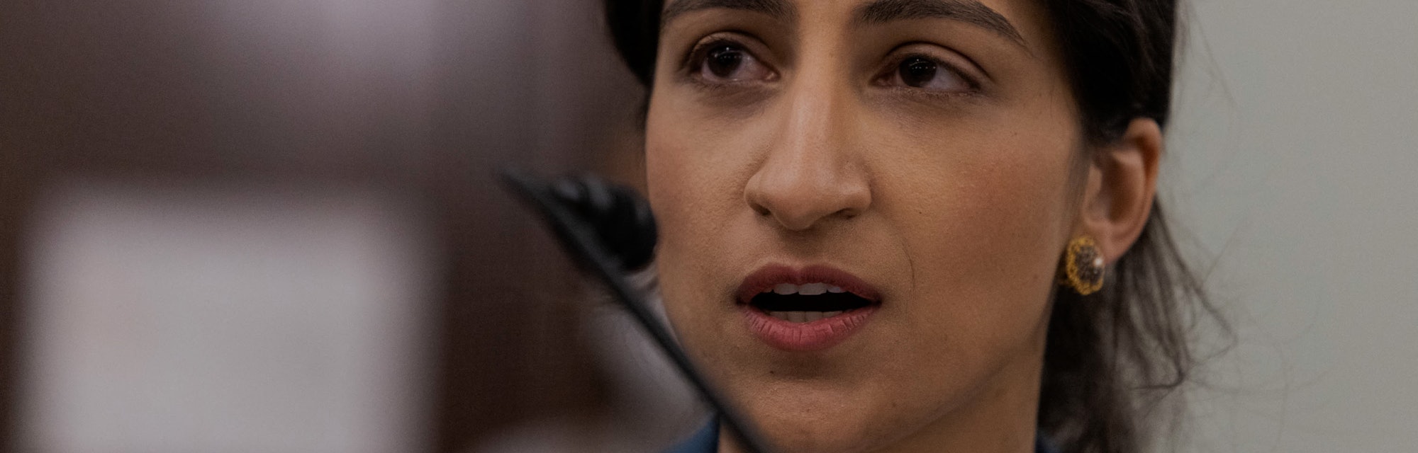 FTC Commissioner nominee Lina M. Khan testifies during a  Senate Committee on Commerce, Science, and...