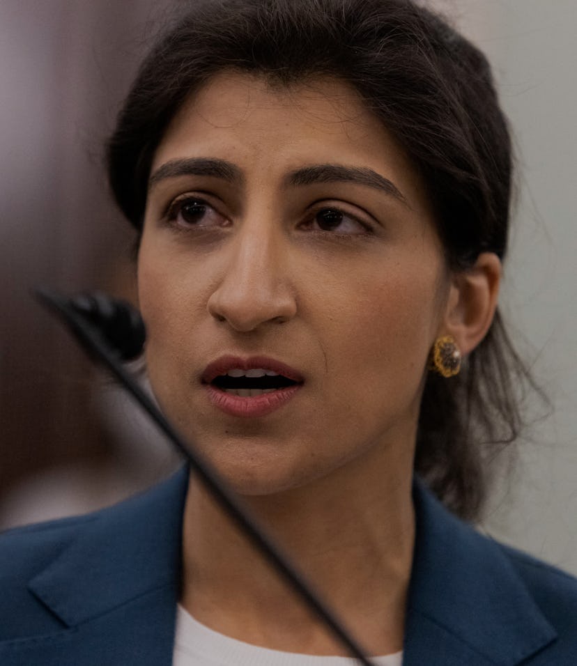 FTC Commissioner nominee Lina M. Khan testifies during a  Senate Committee on Commerce, Science, and...