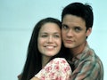 Mandy Moore is held by Shane West in a scene from the film 'A Walk To Remember', 2002. (Photo by War...