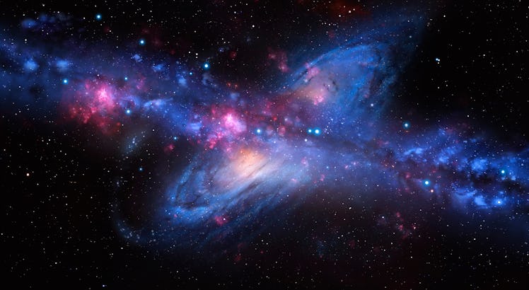 An artist's impression of the Milky Way galaxy colliding with Andromeda. Our galaxy, the Milky Way, ...