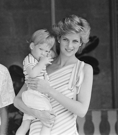 Prince Harry and his mother HRH Princess Diana, the Princess of Wales are on holiday with Prince Cha...