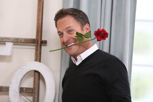 Former 'Bachelor" franchise host Chris Harrison with a rose in 2019.