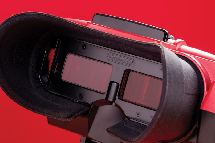Detail of a the "screens" on a vintage 1995 Nintendo Virtual Boy video game console, taken on August...