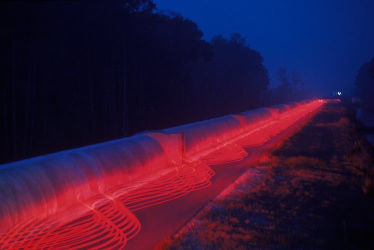 LIVINGSTON, LA - 1999:  This is a time-exposure representation of the Laser Interferometer Gravitati...