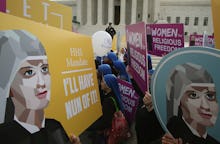 WASHINGTON, DC - MARCH 23:  Nuns supporting Little Sisters of the Poor, attend a rally in front of t...