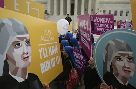 WASHINGTON, DC - MARCH 23: Nuns supporting Little Sisters of the Poor, attend a rally in front of t...