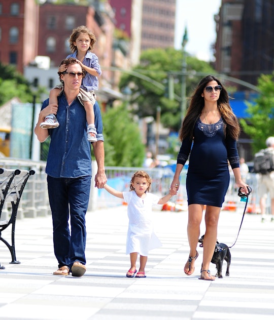 Matthew McConaughey and Camila Alves  walk with two of their children while in Manhattan on August 2...
