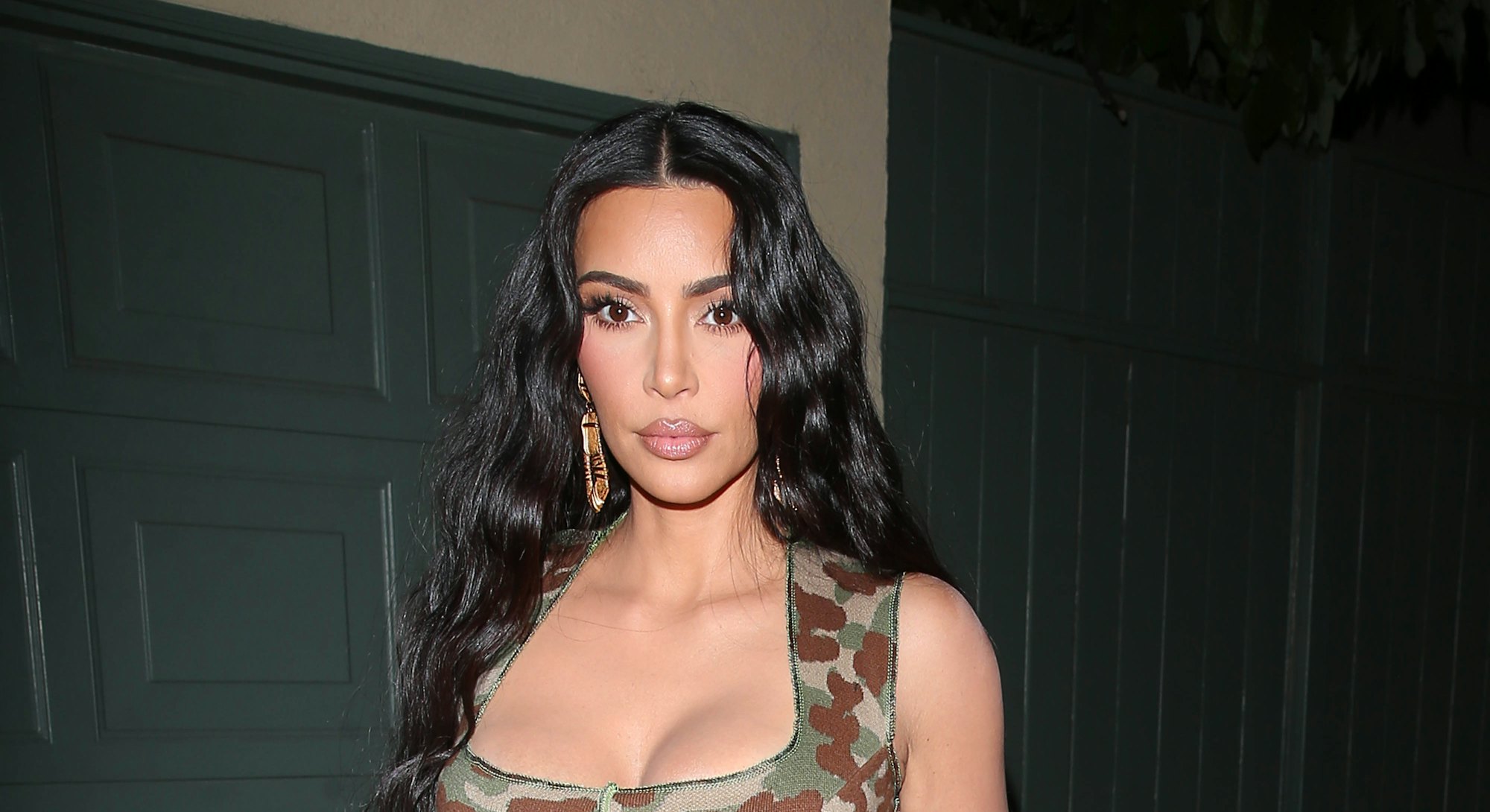 LOS ANGELES CA - MAY 22: Kim Kardashian steps out to dinner at Craigs on May 22, 2021 in Los Angeles...