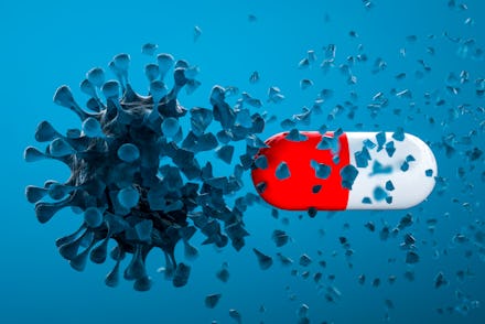 Capsule killing coronavirus ,3d render