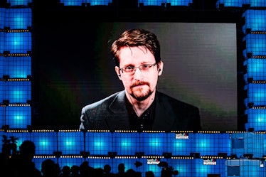 LISBON, PORTUGAL - 2019/11/04: Edward Snowden, former intelligence officer who served the CIA, NSA, ...
