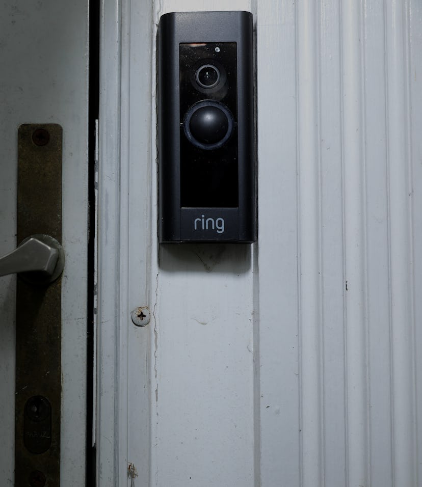 SILVER SPRING, MARYLAND - AUGUST 28: A doorbell device with a built-in camera made by home security ...