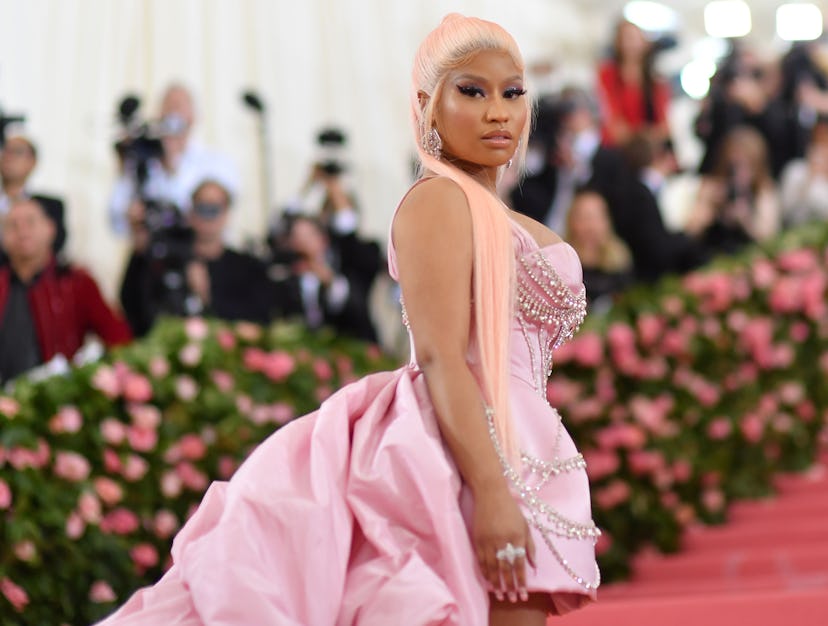 US rapper Nicki Minaj arrives for the 2019 Met Gala at the Metropolitan Museum of Art on May 6, 2019...