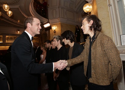 The Duke of Cambridge meets Harry Styles of boy band One Direction at The Royal Variety Performance ...