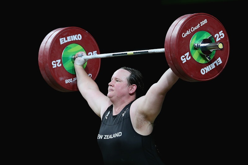 GOLD COAST, AUSTRALIA - APRIL 09:  Laurel Hubbard of New Zealand competes in the Women's 90kg Final ...