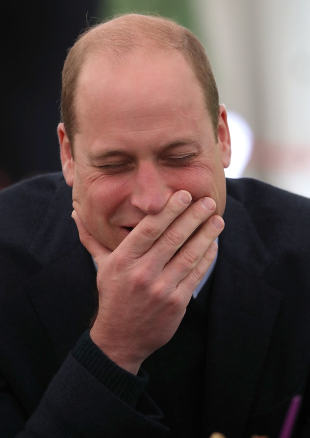 EDINBURGH, SCOTLAND - MAY 23:  Prince William, Duke of Cambridge reacts during a visit to the Queens...