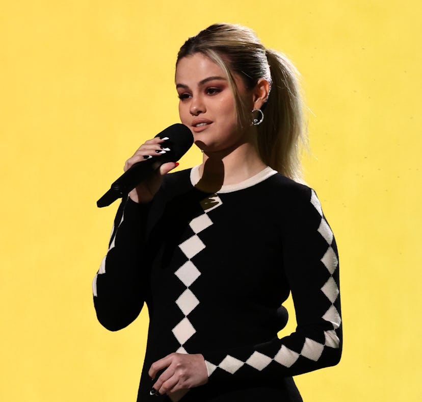 INGLEWOOD, CALIFORNIA: In this image released on May 2, Host Selena Gomez speaks onstage during Glob...