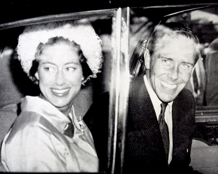 Photograph of Princess Margaret and her husband Mr Antony Armstrong-Jones returning from their honey...