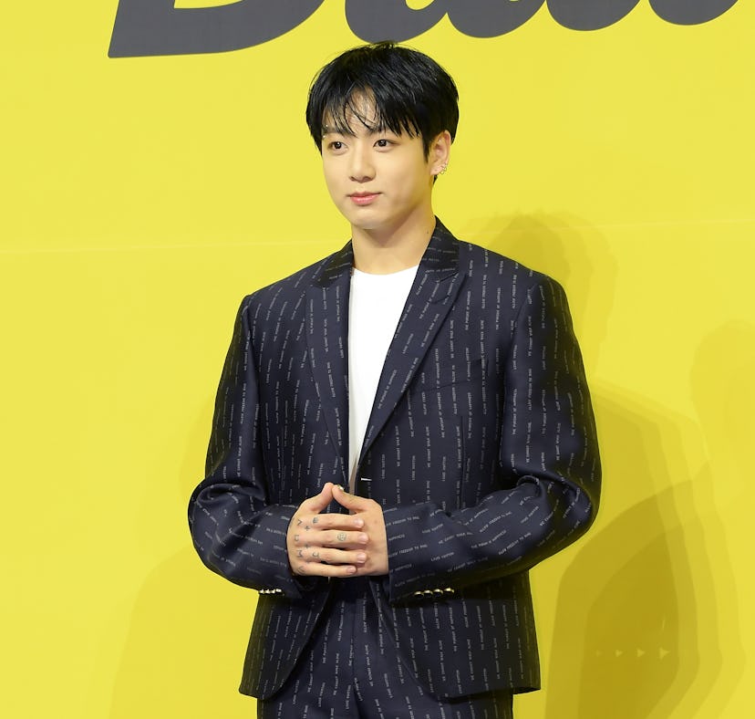 SEOUL, SOUTH KOREA - MAY 21: Jungkook of BTS attends a press conference for BTS's new digital single...