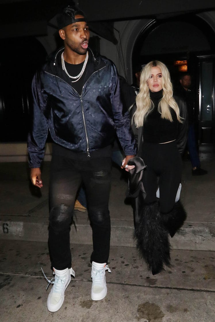LOS ANGELES, CA - JANUARY 13: Khloe Kardashian and Tristan Thompson are seen on January 13, 2019 in...