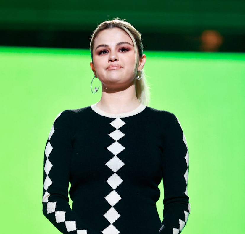 INGLEWOOD, CALIFORNIA: In this image released on May 2, Selena Gomez speaks onstage during Global Ci...