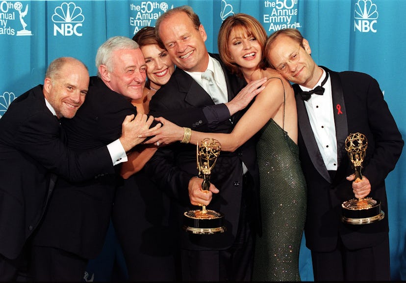 The cast of the television situation comedy "Frasier" pose with their Emmy for Outstanding Comedy Se...