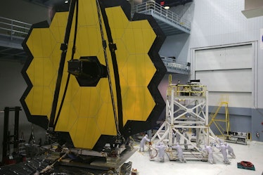 GREENBELT, MD - NOVEMBER 02:  Engineers and technicians assemble the James Webb Space Telescope Nove...