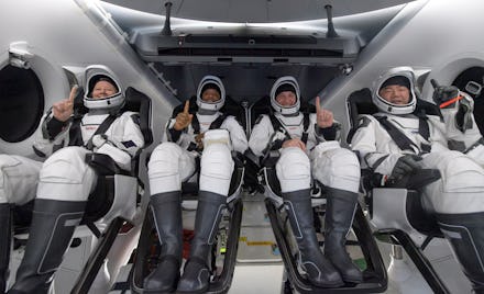 PANAMA CITY, FL. - MAY 02: In this NASA handout, NASA astronauts Shannon Walker, left, Victor Glover...