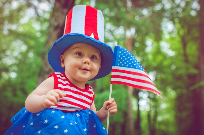 Cute baby celebrating Independence day, but is it safe to take babies to see fireworks?