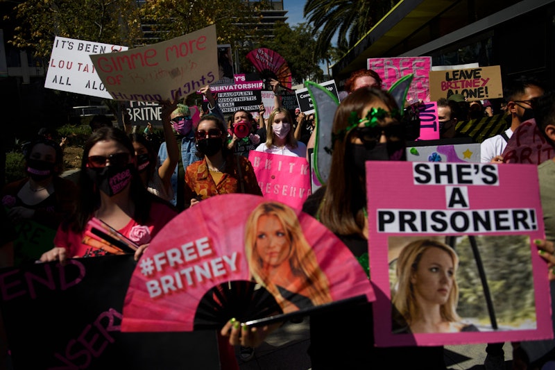 TOPSHOT - Supporters of the FreeBritney movement rally in support of musician Britney Spears followi...