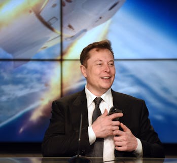 January 19, 2020 - Kennedy Space Center, Florida, United States - SpaceX CEO Elon Musk speaks at a press conference following the successful In-Flight Abort Test of the SpaceX Falcon 9 rocket and Crew Dragon capsule on January 19, 2020 at the Kennedy Space Center in Florida. (Photo by Paul Hennessy/NurPhoto via Getty Images)