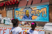 MINNEAPOLIS, MINNESOTA - JUNE 25: Jordan and Royal Pacheco learn of George Floyd's murder at the int...