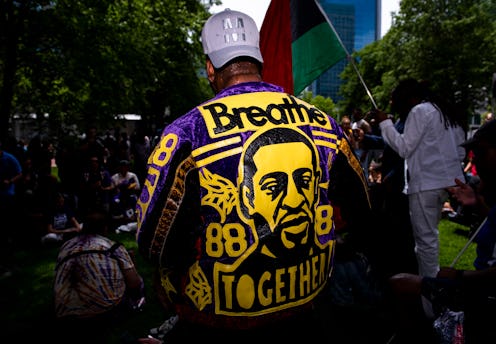 A man outside the Hennepin County Government Center, where Derek Chauvin was sentenced for the murde...