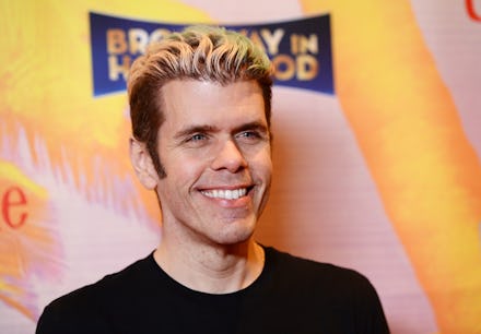 HOLLYWOOD, CALIFORNIA - FEBRUARY 18: Perez Hilton arrives at Jimmy Buffett's "Escape To Margaritavil...