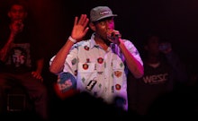 Tyler the Creator, entertains the crowd, as Odd Future Wolf Gang Kill Them All, a hip-hop collective...