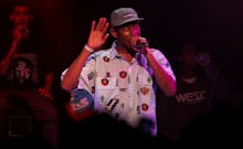 Tyler the Creator, entertains the crowd, as Odd Future Wolf Gang Kill Them All, a hip-hop collective...