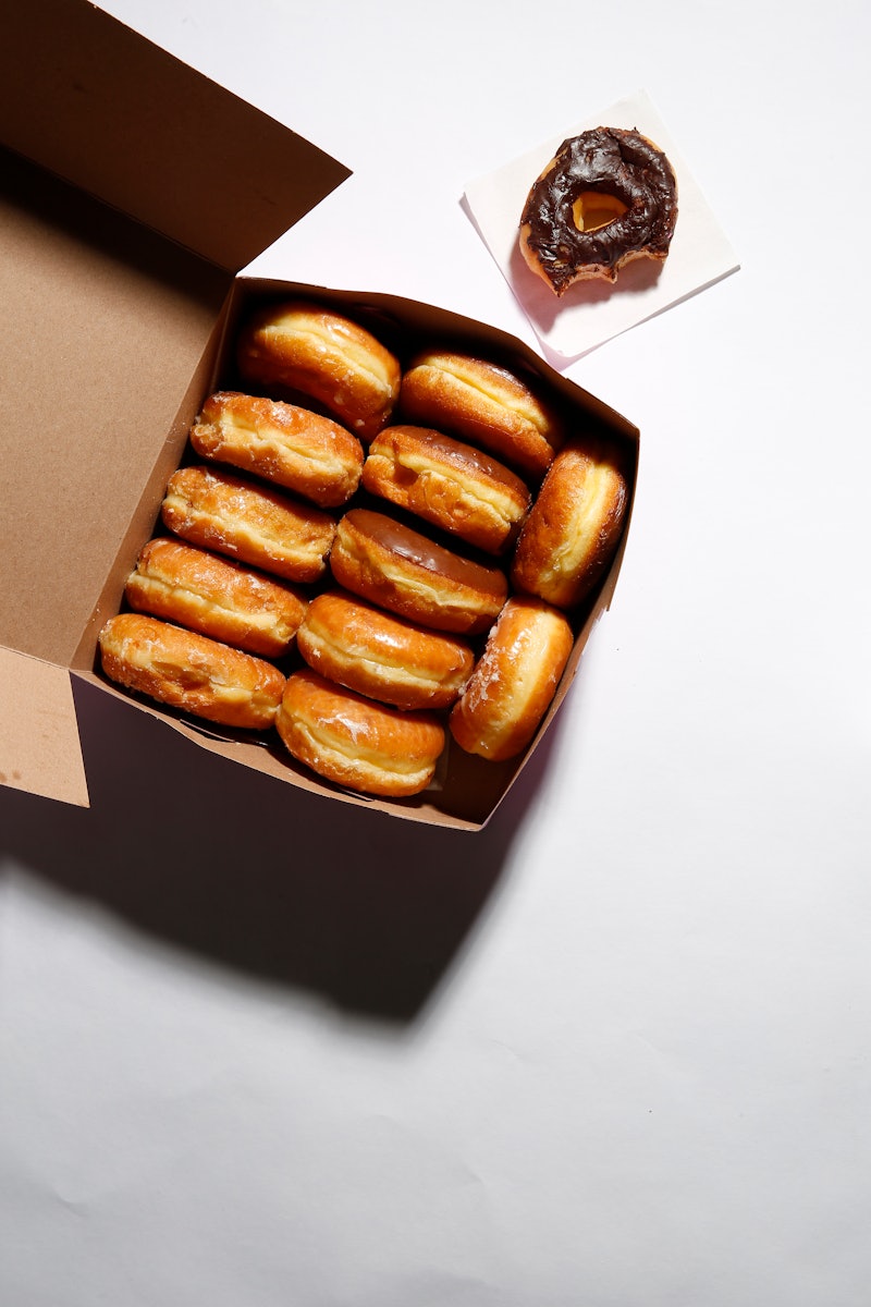A box of donuts are seen on Friday, March 18, 2016 in San Francisco, California. (Photo By Lea Suzuk...